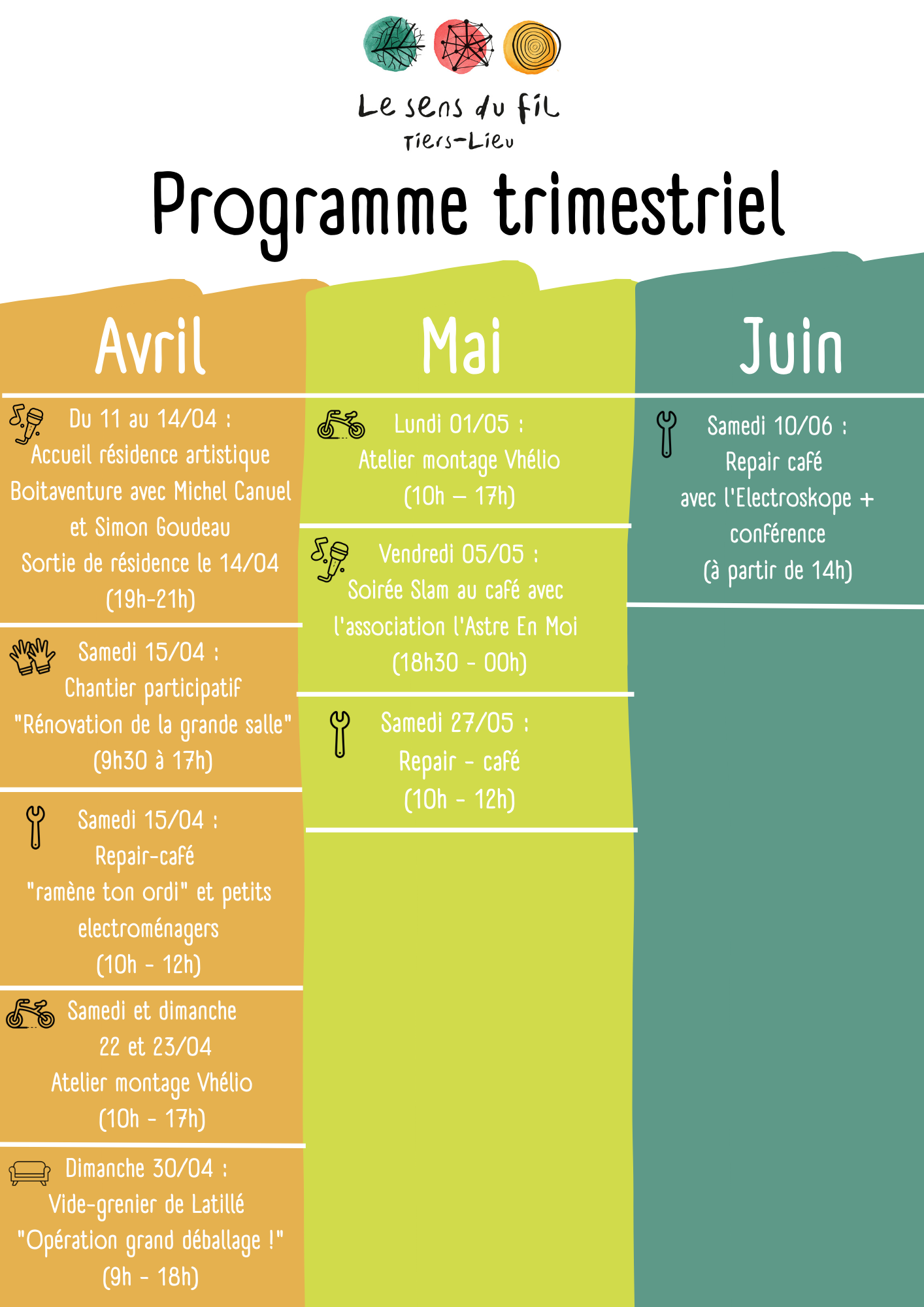 Lire la suite à propos de l’article Programme du Tiers-Lieu : avril, mai, juin 23